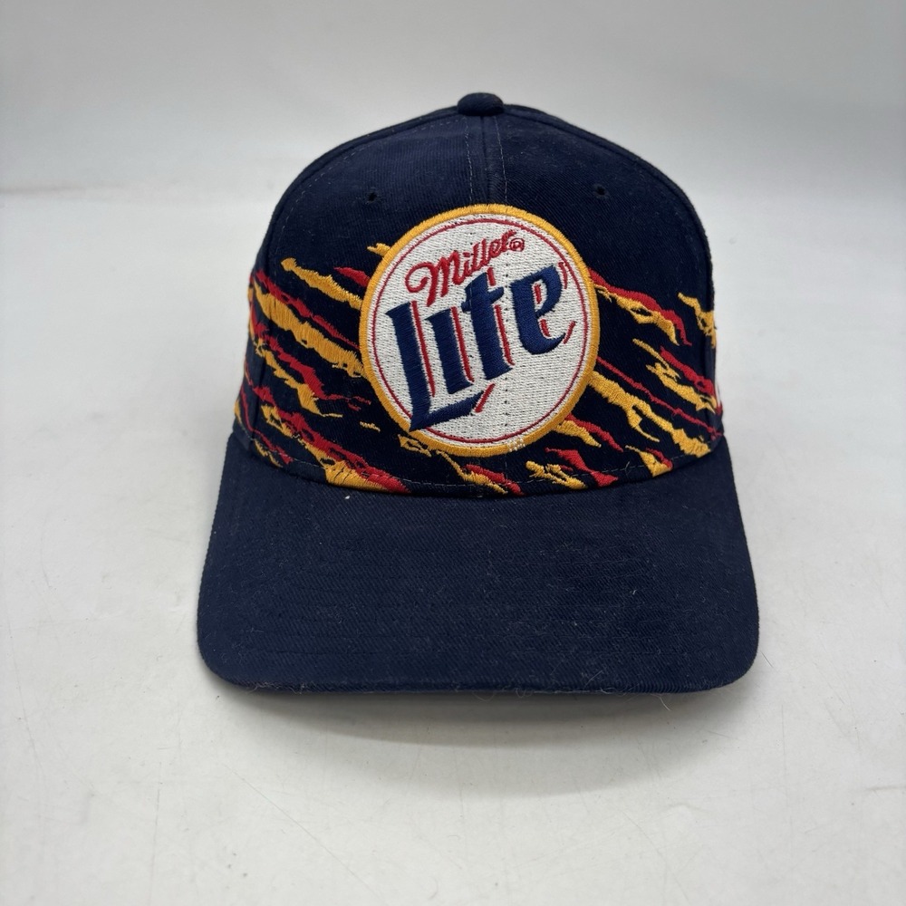 Vintage Rusty Wallace NASCAR Hat Miller Lite FORD Racing #2 Snapback STRIPED OS